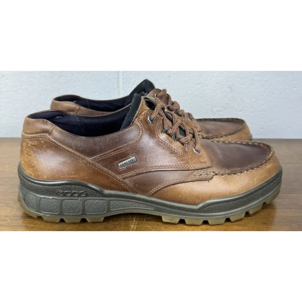 Ecco Track 25 Low Goretex GTX Brown Leather Hiking Shoes Mens Size US 11-11.5